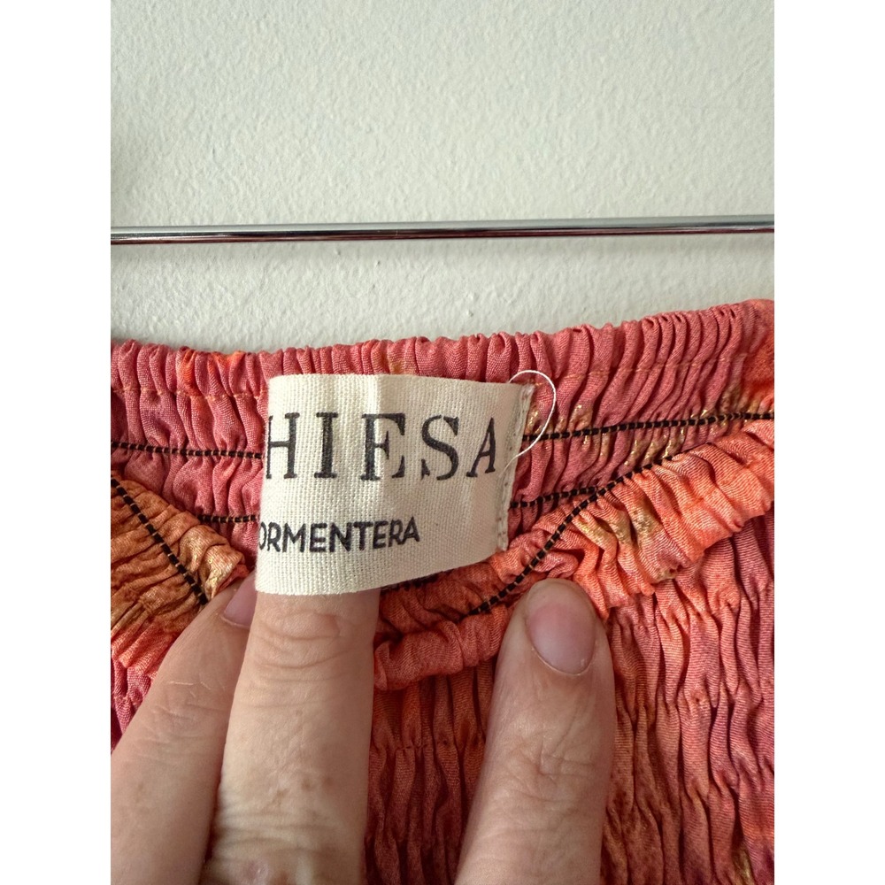 Pahiesa Formentera Silk Mini Skirt XS Tiered Smocked Ruffle Boho - Picture 7 of 12